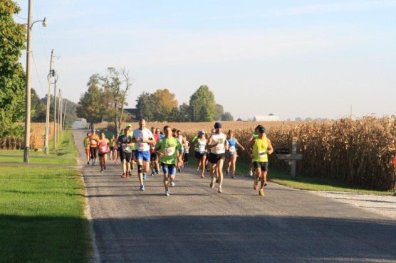 Runners on the course at the 2013 Adams Mill Covered Bridge Half Marathon. 