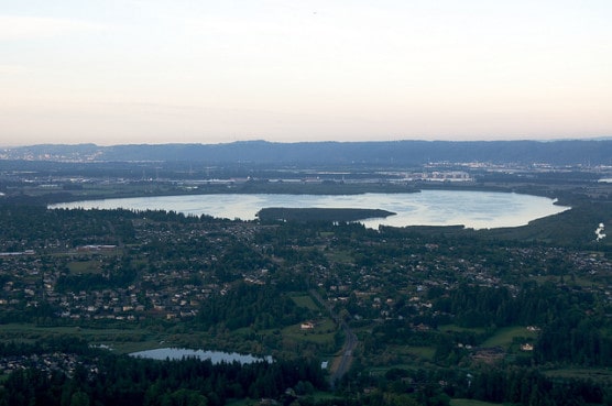 Aerial view of Vancouver Lake, Wash. (Photo by Sam Beebe/flickr)