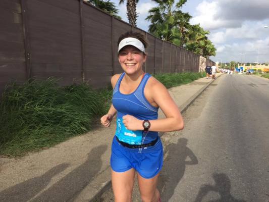 Me (Natalie DiBlasio) during the final stretch of the Curaçao Marathon in December 2014.