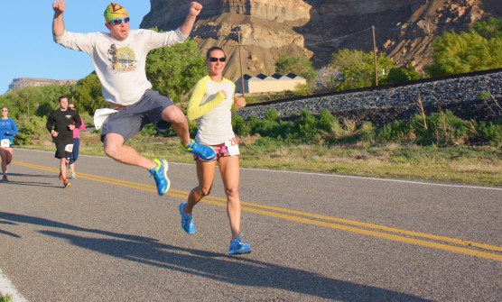 Jumping for joy during the Grand Valley Half Marathon