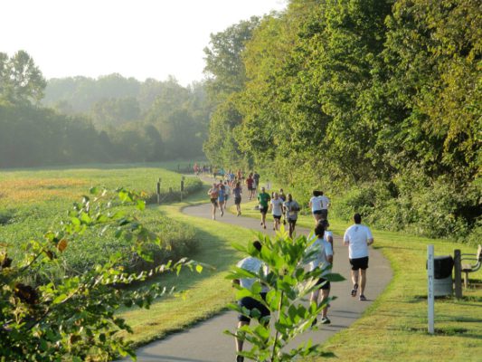 Runners along the trail in Davidson, N.C., at the Run for Green Half Marathon. (Photo courtesy Run for Green Half Marathon)