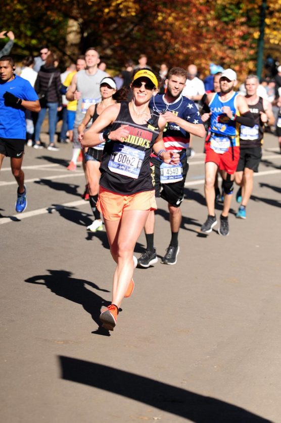 Carissa Liebowitz running the Boston Marathon earlier this year. (Courtesy Carissa Liebowitz)