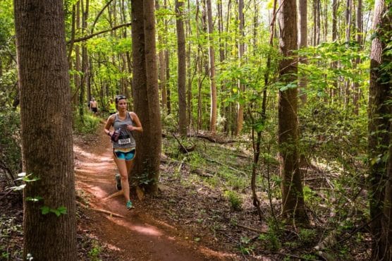 A runner treks the trails through North Carolina's U.S. National Whitewater Center at the Tuck Fest Half Marathon. (Courtesy U.S. National Whitewater Center)