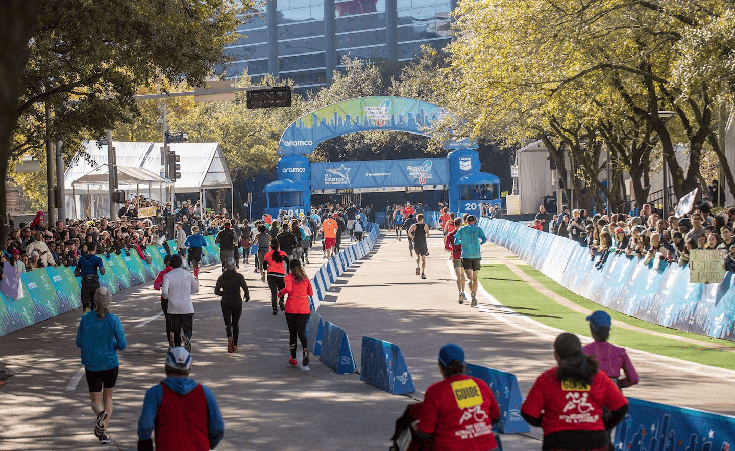 The finish line of the Aramco Houston Half Marathon.