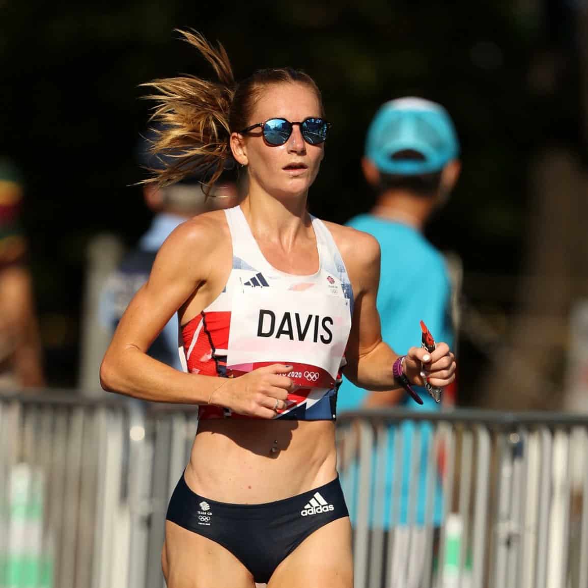 Steph Davis competing in the Tokyo 2020 Olympic marathon event.