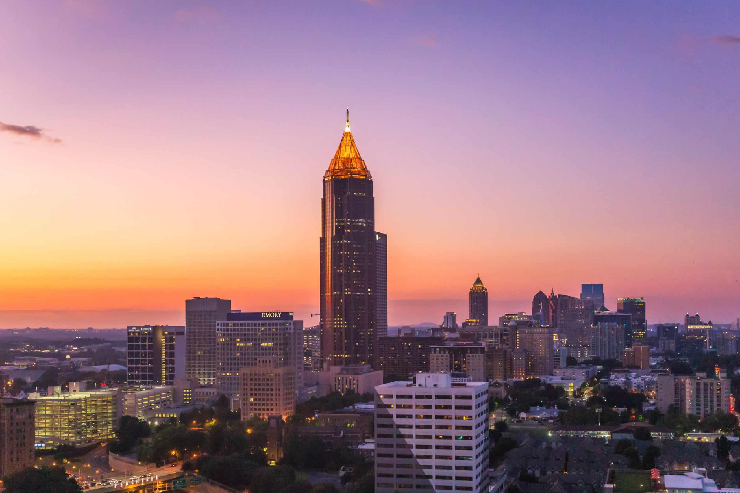 The skyline of Atlanta, home to the best Atlanta half marathons.