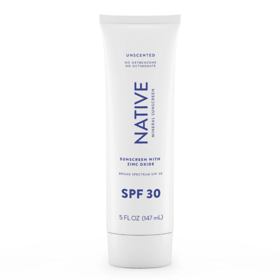 Native Sunscreen, our pick for the best mineral sunscreen for runner's body. 