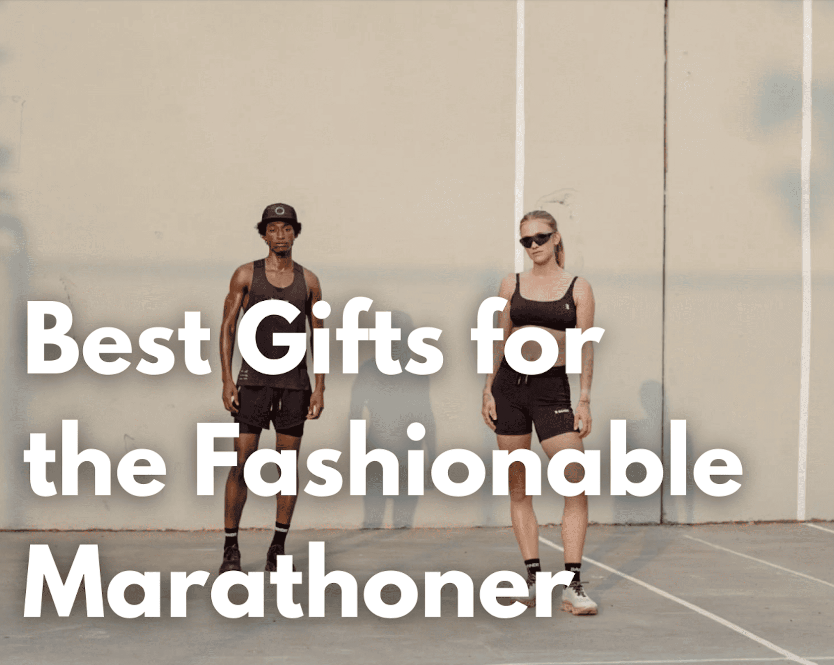 Gifts for the marathon runner who is interested in fashion against the Bandit Running male and female fall collection.