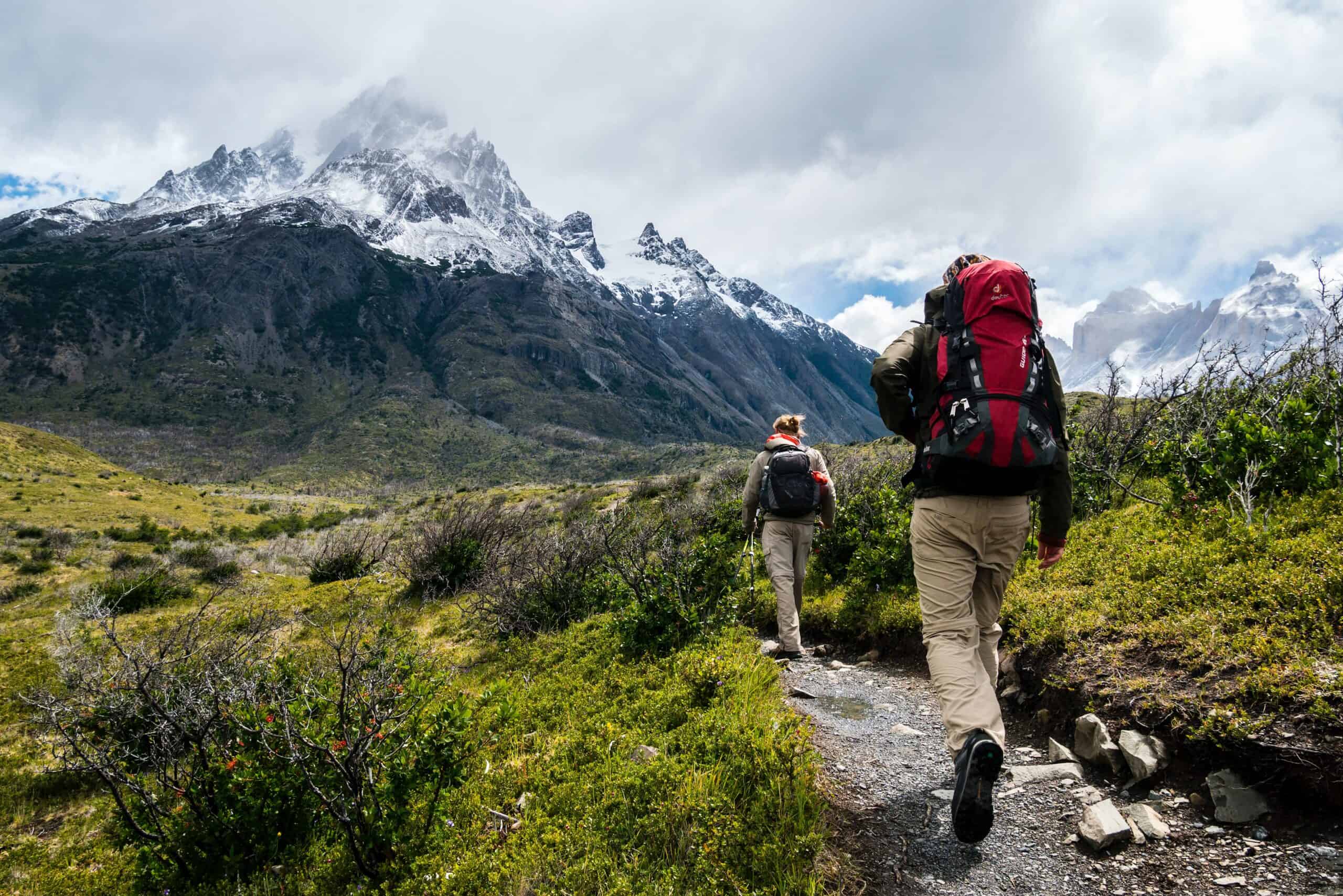 Two hikers on the Patagonia hiking running retreat.