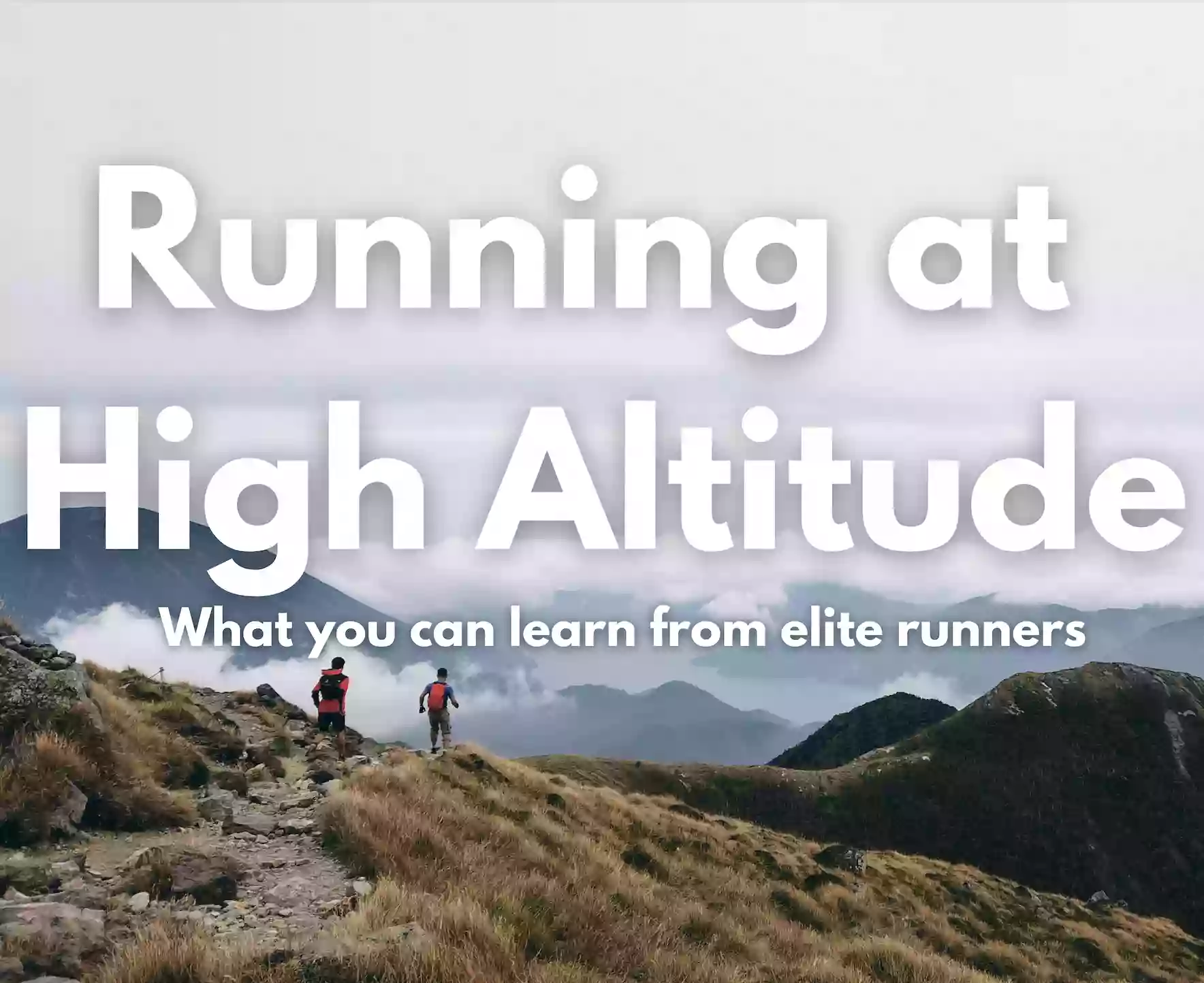 Running at high altitude two runners running on a trail mountain.