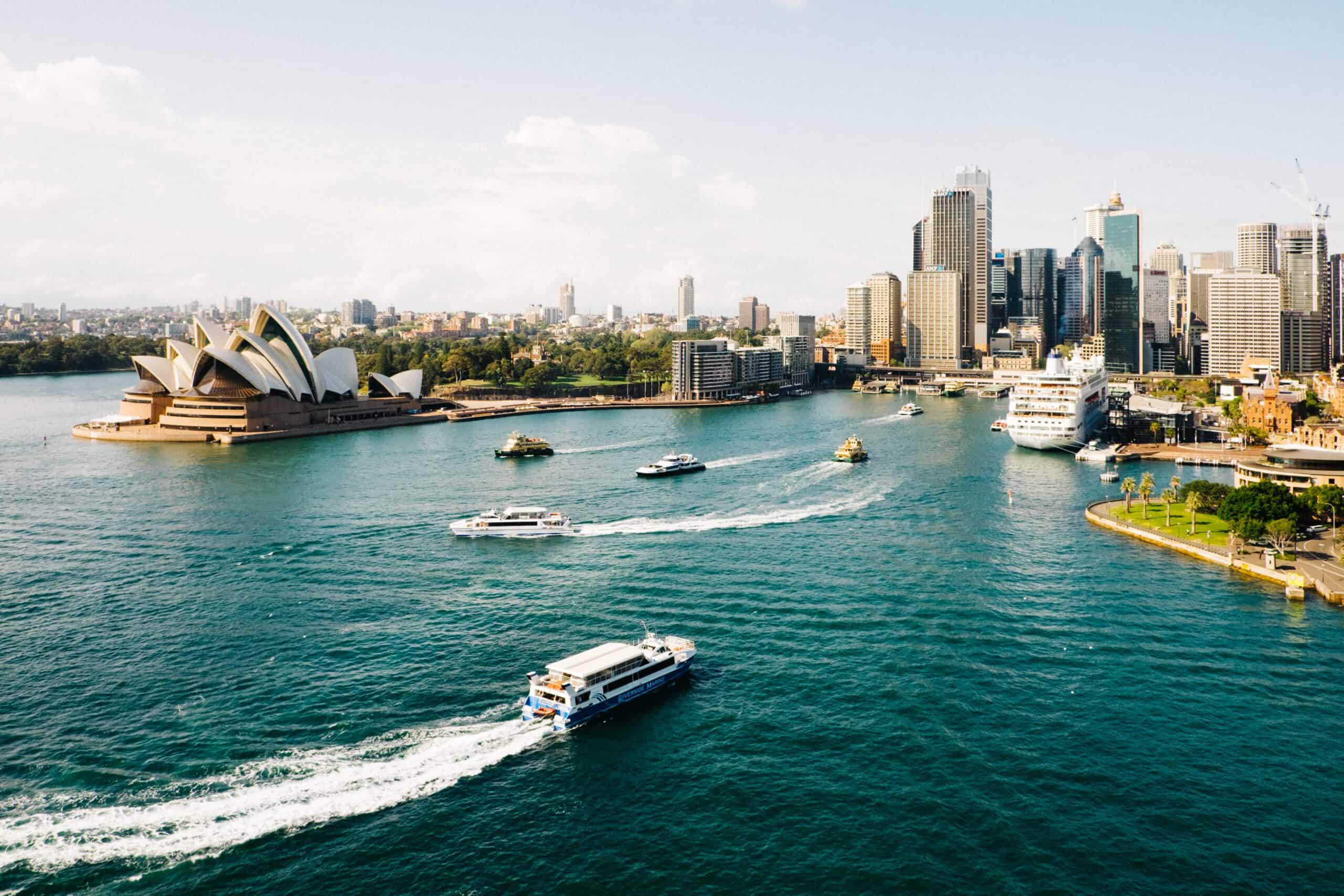 The Sydney Marathon and the Sydney Opera House in Sydney, Australia.