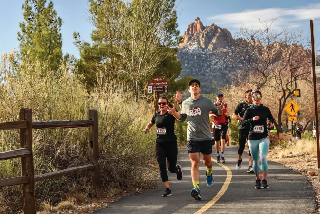 runners at the Zion Half Marathon in Utah