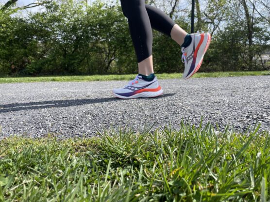 Gabrielle Hondorp running in the Saucony Endorphin Speed 4 for testing