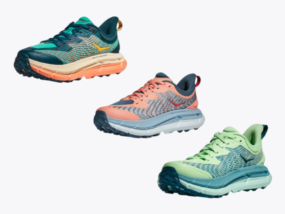 Three colorways of the Hoka Mafate Speed 4