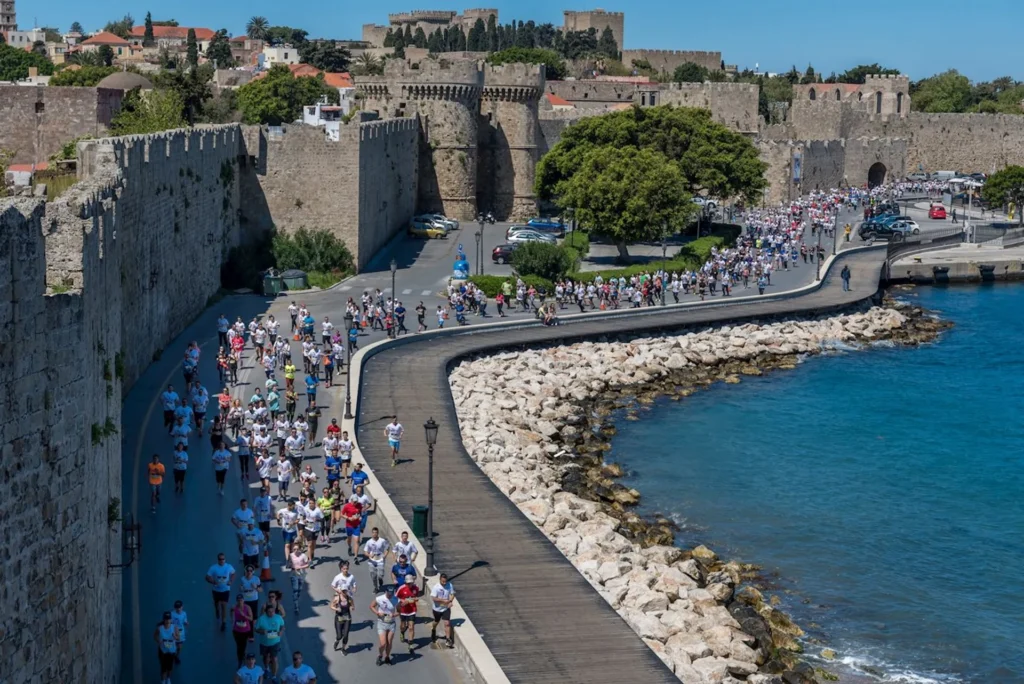 runners at the TUI Rhodes Half Marathon in Greece