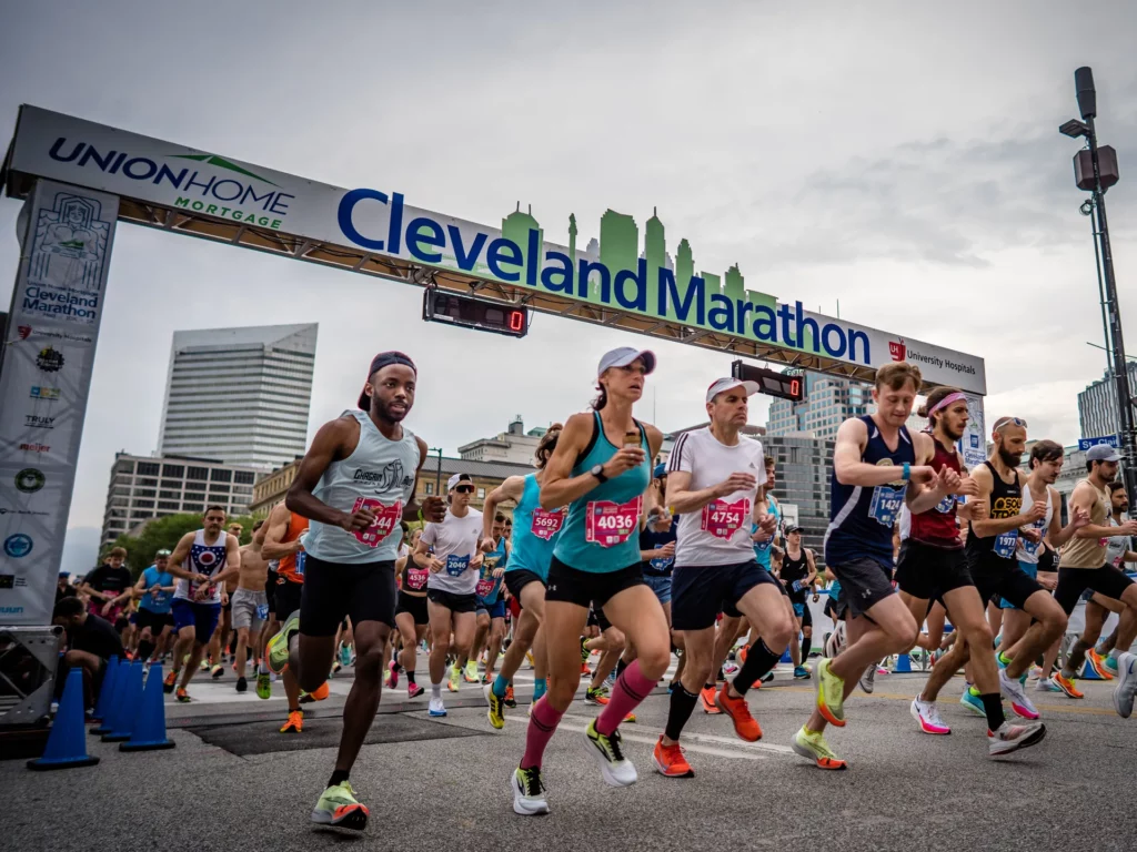 runners at the starting line of the Cleveland Half Marathon