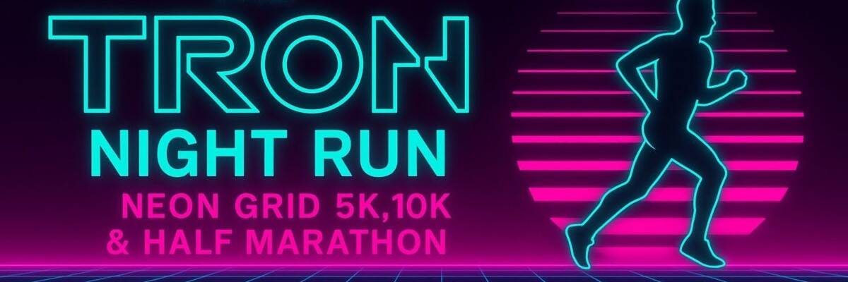 TRON Night Run: Neon Grid Half Marathon in Canoga Park, CA, Urban, Park Run, River Path