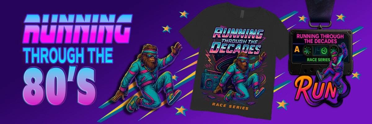 Running through the Decades Half Marathon banner