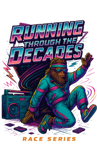 Running through the Decades Half Marathon logo
