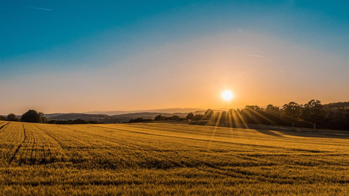 Rolling hills and farmland in Ohio Amish Country