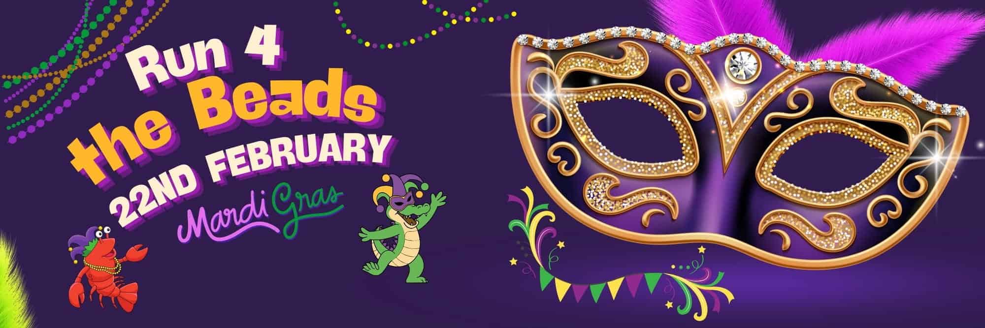Santa Monica Run for the Beads - Mardi Gras Run banner
